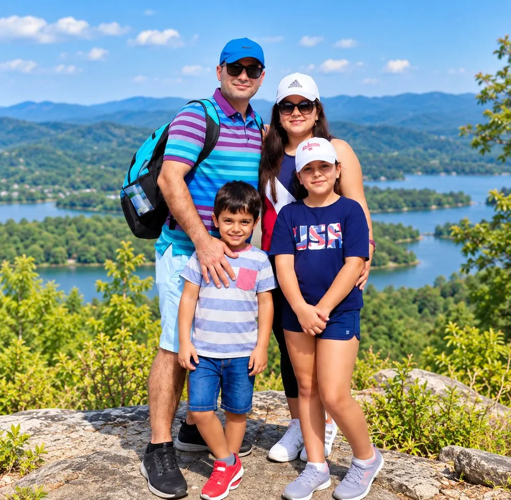 Our family overlooking the Blue Ridge mountains